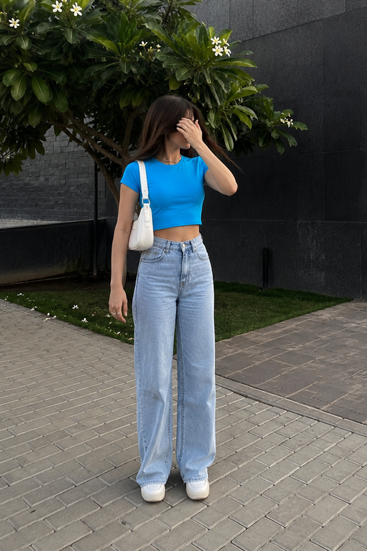 The Skyline Blue Baby Tee